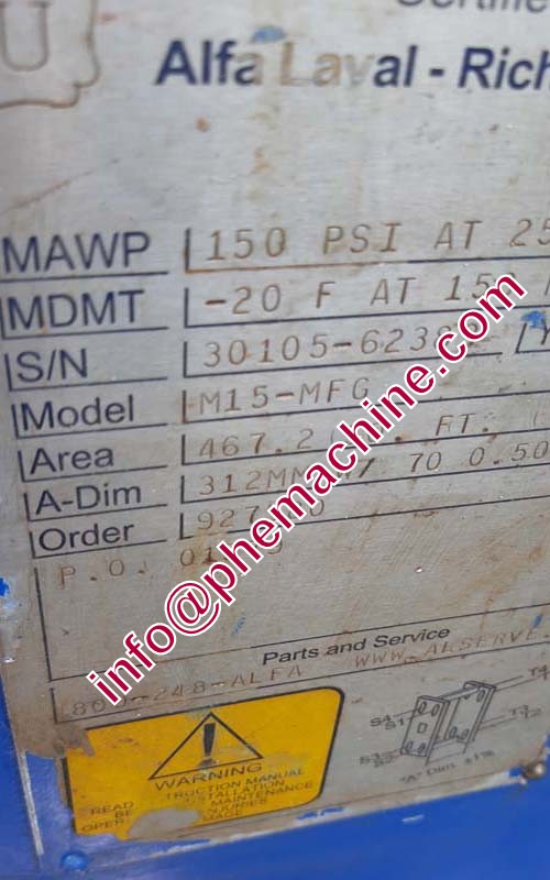 ALFA LAVAL M15-MFG PLATE HEAT EXCHANGER