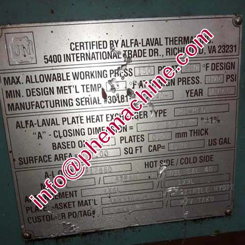 ALFA LAVAL M6-MFG PLATE HEAT EXCHANGER